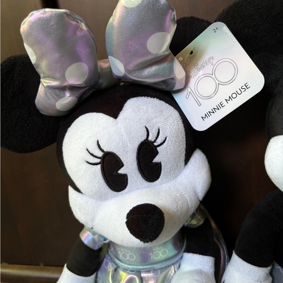 Disney 100 Years of Wonder Plush 17" Mickey & Minnie Mouse Dolls Metallic Silver - Picture 2 of 12